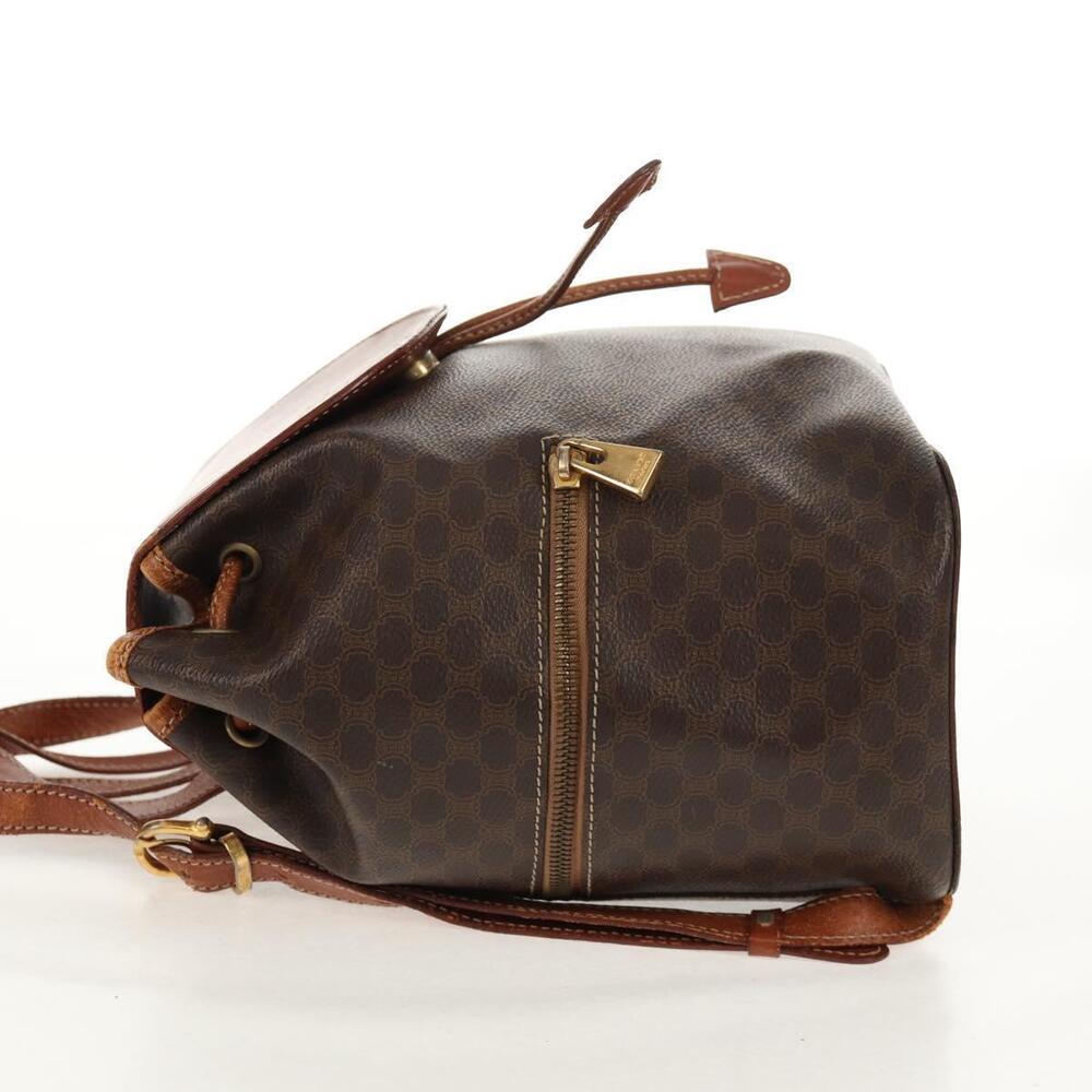 CELINE Macadam Canvas Backpack PVC Leather Brown Gold Auth 156449 - Picture 3 of 16